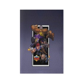 Обложка для паспорта матовая кожа с принтом Brawl Stars в Екатеринбурге, натуральная матовая кожа | размер 19,3 х 13,7 см; прозрачные пластиковые крепления | brawl stars | jessie | leon | spike | бравл старс | джесси | леон | спайк
