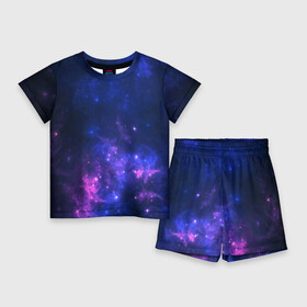 Детский костюм с шортами 3D с принтом Неоновый космос в Екатеринбурге,  |  | galaxy | nebula | space | star | абстракция | вселенная | галактика | звезда | звезды | космический | планеты