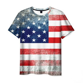 Мужская футболка 3D с принтом Америка Флаг в Екатеринбурге, 100% полиэфир | прямой крой, круглый вырез горловины, длина до линии бедер | usa | абстракция | америка | американский | герб | звезды | краска | символика сша | страны | сша | флаг | штаты