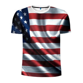 Мужская футболка 3D спортивная с принтом Символика Америки в Екатеринбурге, 100% полиэстер с улучшенными характеристиками | приталенный силуэт, круглая горловина, широкие плечи, сужается к линии бедра | usa | абстракция | америка | американский | герб | звезды | краска | символика сша | страны | сша | флаг | штаты