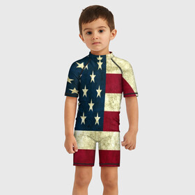 Детский купальный костюм 3D с принтом usa collection 2019 в Екатеринбурге, Полиэстер 85%, Спандекс 15% | застежка на молнии на спине | usa | абстракция | америка | американский | герб | звезды | краска | символика сша | страны | сша | флаг | штаты