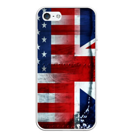 Чехол для iPhone 5/5S матовый с принтом Англия&Америка в Екатеринбурге, Силикон | Область печати: задняя сторона чехла, без боковых панелей | usa | абстракция | америка | американский | герб | звезды | краска | символика сша | страны | сша | флаг | штаты