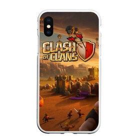 Чехол для iPhone XS Max матовый с принтом Clash of Clans в Екатеринбурге, Силикон | Область печати: задняя сторона чехла, без боковых панелей | base | clan wars | coc | hall | hog rider | royale | town | trap | база | гоблин | золото | клеш оф кленс | кок | крепость | кристаллы | трофей | эликсир