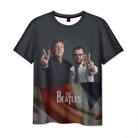 Мужская футболка 3D с принтом The Beatles в Екатеринбурге, 100% полиэфир | прямой крой, круглый вырез горловины, длина до линии бедер | england | flag | group | music | rock | the beatles | битлз | группа | музыка