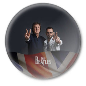 Значок с принтом The Beatles в Екатеринбурге,  металл | круглая форма, металлическая застежка в виде булавки | england | flag | group | music | rock | the beatles | битлз | группа | музыка