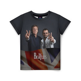 Детская футболка 3D с принтом The Beatles в Екатеринбурге, 100% гипоаллергенный полиэфир | прямой крой, круглый вырез горловины, длина до линии бедер, чуть спущенное плечо, ткань немного тянется | england | flag | group | music | rock | the beatles | битлз | группа | музыка