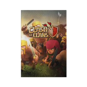 Обложка для паспорта матовая кожа с принтом Clash of Clans в Екатеринбурге, натуральная матовая кожа | размер 19,3 х 13,7 см; прозрачные пластиковые крепления | Тематика изображения на принте: base | clan wars | coc | hall | hog rider | royale | town | trap | база | гоблин | золото | клеш оф кленс | кок | крепость | кристаллы | трофей | эликсир