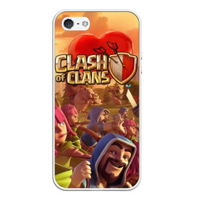 Чехол для iPhone 5/5S матовый с принтом Clash of Clans в Екатеринбурге, Силикон | Область печати: задняя сторона чехла, без боковых панелей | base | clan wars | coc | hall | hog rider | royale | town | trap | база | гоблин | золото | клеш оф кленс | кок | крепость | кристаллы | трофей | эликсир