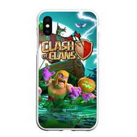 Чехол для iPhone XS Max матовый с принтом Clash of Clans в Екатеринбурге, Силикон | Область печати: задняя сторона чехла, без боковых панелей | base | clan wars | coc | hall | hog rider | royale | town | trap | база | гоблин | золото | клеш оф кленс | кок | крепость | кристаллы | трофей | эликсир