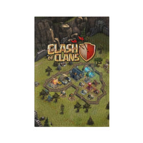 Обложка для паспорта матовая кожа с принтом Clash of Clans в Екатеринбурге, натуральная матовая кожа | размер 19,3 х 13,7 см; прозрачные пластиковые крепления | Тематика изображения на принте: base | clan wars | coc | hall | hog rider | royale | town | trap | база | гоблин | золото | клеш оф кленс | кок | крепость | кристаллы | трофей | эликсир