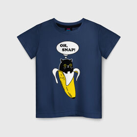Детская футболка хлопок с принтом Oh, snap! в Екатеринбурге, 100% хлопок | круглый вырез горловины, полуприлегающий силуэт, длина до линии бедер | banana | cat | kitten | банан | кот | котенок | кошка