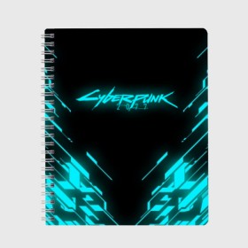 Тетрадь с принтом CYBERPUNK 2077 в Екатеринбурге, 100% бумага | 48 листов, плотность листов — 60 г/м2, плотность картонной обложки — 250 г/м2. Листы скреплены сбоку удобной пружинной спиралью. Уголки страниц и обложки скругленные. Цвет линий — светло-серый
 | Тематика изображения на принте: 2019 | cd project red | cyberpunk 2077 | future | hack | night city | samurai | sci fi | андроиды | безумие | будущее | киберпанк 2077 | логотип | роботы | самураи | фантастика | цифры