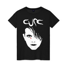 Женская футболка хлопок с принтом The Cure в Екатеринбурге, 100% хлопок | прямой крой, круглый вырез горловины, длина до линии бедер, слегка спущенное плечо | cure | robert james smith | the cure | готик рок | группы | музыка | постпанк | роберт смит | рок
