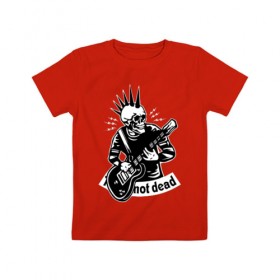 Детская футболка хлопок с принтом Punk`s not dead в Екатеринбурге, 100% хлопок | круглый вырез горловины, полуприлегающий силуэт, длина до линии бедер | Тематика изображения на принте: guitar | motto | music | punk | rock | skull | гитара | девиз | музыка | панк | рок | череп