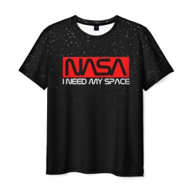 Мужская футболка 3D с принтом NASA (НА СПИНЕ) в Екатеринбурге, 100% полиэфир | прямой крой, круглый вырез горловины, длина до линии бедер | galaxy | nasa | space | space company | star | астрономия | галактика | звезды | космическая компания | космос | наса