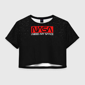Женская футболка Cropp-top с принтом NASA (НА СПИНЕ) в Екатеринбурге, 100% полиэстер | круглая горловина, длина футболки до линии талии, рукава с отворотами | galaxy | nasa | space | space company | star | астрономия | галактика | звезды | космическая компания | космос | наса