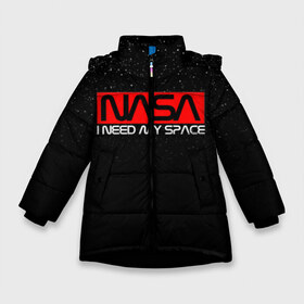 Зимняя куртка для девочек 3D с принтом NASA (НА СПИНЕ) в Екатеринбурге, ткань верха — 100% полиэстер; подклад — 100% полиэстер, утеплитель — 100% полиэстер. | длина ниже бедра, удлиненная спинка, воротник стойка и отстегивающийся капюшон. Есть боковые карманы с листочкой на кнопках, утяжки по низу изделия и внутренний карман на молнии. 

Предусмотрены светоотражающий принт на спинке, радужный светоотражающий элемент на пуллере молнии и на резинке для утяжки. | galaxy | nasa | space | space company | star | астрономия | галактика | звезды | космическая компания | космос | наса