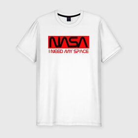 Мужская футболка премиум с принтом NASA (НА СПИНЕ) в Екатеринбурге, 92% хлопок, 8% лайкра | приталенный силуэт, круглый вырез ворота, длина до линии бедра, короткий рукав | flag | galaxy | nasa | space | space company | star | usa | астрономия | галактика | звезды | космическая компания | космос | наса | сша | флаг