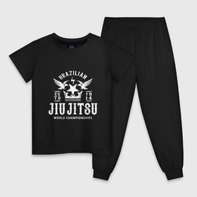 Детская пижама хлопок с принтом Джиу Джитсу в Екатеринбурге, 100% хлопок |  брюки и футболка прямого кроя, без карманов, на брюках мягкая резинка на поясе и по низу штанин
 | Тематика изображения на принте: box | boxing | bruce lee | champion | dragon | fight | fighter | judo | muay thai | team | tiger | ufc | али | боевые | боец | бой | бокс | боксер | борьба | брюс ли | воин | дзюдо | дракон | единоборства | искусство | карате | контакт | кулак | лев
