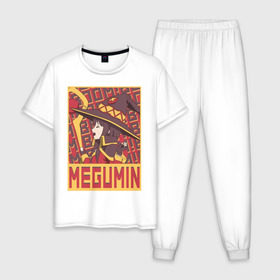 Мужская пижама хлопок с принтом Megumin в Екатеринбурге, 100% хлопок | брюки и футболка прямого кроя, без карманов, на брюках мягкая резинка на поясе и по низу штанин
 | anime | konosuba | manga | megumin | аниме | коносуба | манга | мэгумин