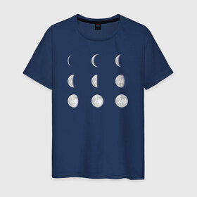 Мужская футболка хлопок с принтом Луна в Екатеринбурге, 100% хлопок | прямой крой, круглый вырез горловины, длина до линии бедер, слегка спущенное плечо. | Тематика изображения на принте: moon | астрономия | в космосе | космос | луна | луны | планета | планеты | спутник земли