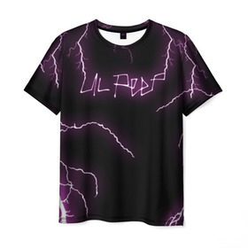 Мужская футболка 3D с принтом LIL PEEP в Екатеринбурге, 100% полиэфир | прямой крой, круглый вырез горловины, длина до линии бедер | lil peep | lil prince | logo | music | pink | rap | thunder | зарубежная музыка | зарубежные | лил пип | лого | маленький принц | молнии | музыка | реп | розовый