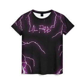 Женская футболка 3D с принтом LIL PEEP в Екатеринбурге, 100% полиэфир ( синтетическое хлопкоподобное полотно) | прямой крой, круглый вырез горловины, длина до линии бедер | lil peep | lil prince | logo | music | pink | rap | thunder | зарубежная музыка | зарубежные | лил пип | лого | маленький принц | молнии | музыка | реп | розовый