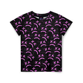 Детская футболка 3D с принтом LIL PEEP в Екатеринбурге, 100% гипоаллергенный полиэфир | прямой крой, круглый вырез горловины, длина до линии бедер, чуть спущенное плечо, ткань немного тянется | lil peep | lil prince | logo | music | pink | rap | зарубежная музыка | зарубежные | лил пип | лого | маленький принц | музыка | реп | розовый