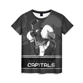 Женская футболка 3D с принтом Washington Capitals в Екатеринбурге, 100% полиэфир ( синтетическое хлопкоподобное полотно) | прямой крой, круглый вырез горловины, длина до линии бедер | capitals | hokkey | nhl | ovechkin | washington | александр | вашингтон | кэпиталз | кэпиталс | овечкин | хоккеист | хоккей