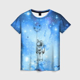 Женская футболка 3D с принтом космос в Екатеринбурге, 100% полиэфир ( синтетическое хлопкоподобное полотно) | прямой крой, круглый вырез горловины, длина до линии бедер | астрономия | вселенная | галактика | графика | звезды | инопланетяне | космос | нло