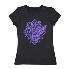 Женская футболка хлопок с принтом Deep Purple в Екатеринбурге, 100% хлопок | прямой крой, круглый вырез горловины, длина до линии бедер, слегка спущенное плечо | deep purple | группы | дип пёрпл | жэви метал | метал | музыка | рок | хард рок
