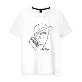 Мужская футболка хлопок с принтом Lil Peep в Екатеринбурге, 100% хлопок | прямой крой, круглый вырез горловины, длина до линии бедер, слегка спущенное плечо. | Тематика изображения на принте: 
