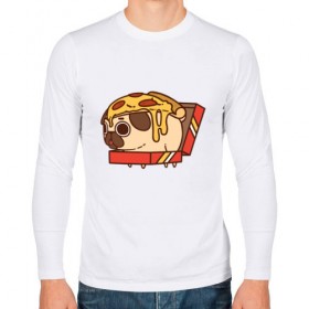 Мужской лонгслив хлопок с принтом Pizza Dog в Екатеринбурге, 100% хлопок |  | Тематика изображения на принте: amimals | cook | dog | doggy | food | pizza | woof | боксер | бульдог | бультерьер | волк | гав | доберман | дог | долматинец | друг | еда | животные | йорк | кок | мопс | овчарка | пёс | песик | питомец | пицца | повар | пудель