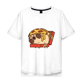 Мужская футболка хлопок Oversize с принтом Pizza Dog в Екатеринбурге, 100% хлопок | свободный крой, круглый ворот, “спинка” длиннее передней части | amimals | cook | dog | doggy | food | pizza | woof | боксер | бульдог | бультерьер | волк | гав | доберман | дог | долматинец | друг | еда | животные | йорк | кок | мопс | овчарка | пёс | песик | питомец | пицца | повар | пудель
