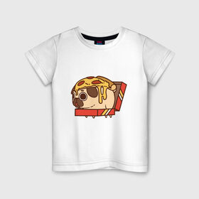 Детская футболка хлопок с принтом Pizza Dog в Екатеринбурге, 100% хлопок | круглый вырез горловины, полуприлегающий силуэт, длина до линии бедер | amimals | cook | dog | doggy | food | pizza | woof | боксер | бульдог | бультерьер | волк | гав | доберман | дог | долматинец | друг | еда | животные | йорк | кок | мопс | овчарка | пёс | песик | питомец | пицца | повар | пудель