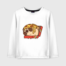 Детский лонгслив хлопок с принтом Pizza Dog в Екатеринбурге, 100% хлопок | круглый вырез горловины, полуприлегающий силуэт, длина до линии бедер | amimals | cook | dog | doggy | food | pizza | woof | боксер | бульдог | бультерьер | волк | гав | доберман | дог | долматинец | друг | еда | животные | йорк | кок | мопс | овчарка | пёс | песик | питомец | пицца | повар | пудель