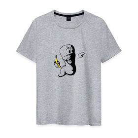 Мужская футболка хлопок с принтом Worms в Екатеринбурге, 100% хлопок | прямой крой, круглый вырез горловины, длина до линии бедер, слегка спущенное плечо. | dos | банан | бэнкси | война | граната | граффити | игра | ретро | червяк | червячки | червячок