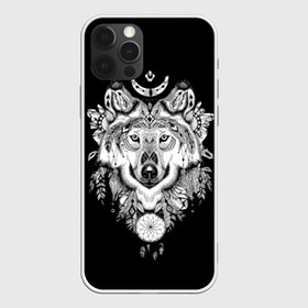 Чехол для iPhone 12 Pro Max с принтом Ацтекский волк в Екатеринбурге, Силикон |  | animal | art | aztec | black and white | ca | crystals | dreams | feathers | graphics | head | look | muzzle | ornament | patterns | predator | style | wild | wolf | взгляд | волк | голова | графика | дикий | животное | искусство | кристаллы | ловец | мор