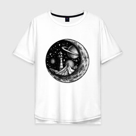 Мужская футболка хлопок Oversize с принтом космос в Екатеринбурге, 100% хлопок | свободный крой, круглый ворот, “спинка” длиннее передней части | астрономия | вселенная | галактика | графика | звезды | инопланетяне | космос | луна | нло