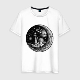 Мужская футболка хлопок с принтом космос в Екатеринбурге, 100% хлопок | прямой крой, круглый вырез горловины, длина до линии бедер, слегка спущенное плечо. | астрономия | вселенная | галактика | графика | звезды | инопланетяне | космос | луна | нло