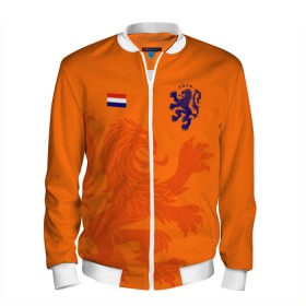 Мужской бомбер 3D с принтом Сборная Голландии в Екатеринбурге, 100% полиэстер | застегивается на молнию, по бокам два кармана без застежек, по низу бомбера и на воротнике - эластичная резинка | Тематика изображения на принте: holland | nederland | netherlands | голландия | нидерланды | сборная голландии | сборная голландии по футболу | сборная нидерландов | форма | футбольные сборные | чемпионат
