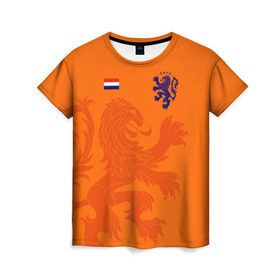 Женская футболка 3D с принтом Сборная Голландии в Екатеринбурге, 100% полиэфир ( синтетическое хлопкоподобное полотно) | прямой крой, круглый вырез горловины, длина до линии бедер | holland | nederland | netherlands | голландия | нидерланды | сборная голландии | сборная голландии по футболу | сборная нидерландов | форма | футбольные сборные | чемпионат