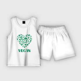 Детская пижама с шортами хлопок с принтом Vegan в Екатеринбурге,  |  | earth | green | greenpaece | nature | sport | vegan | world | yoga | веган | вегетарианец | гринпис | дерево | еда | животные | жизнь | здоровье | зеленый | йога | лес | любовь | мир | овощи | пища | планета | природа | растение