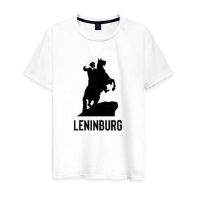 Мужская футболка хлопок с принтом Ленинбург в Екатеринбурге, 100% хлопок | прямой крой, круглый вырез горловины, длина до линии бедер, слегка спущенное плечо. | Тематика изображения на принте: lenin | leninburg | ленин | ленинбург
