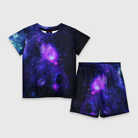 Детский костюм с шортами 3D с принтом Космос в Екатеринбурге,  |  | galaxy | nebula | space | star | абстракция | вселенная | галактика | звезда | звезды | космический | планеты
