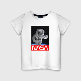 Детская футболка хлопок с принтом NASA в Екатеринбурге, 100% хлопок | круглый вырез горловины, полуприлегающий силуэт, длина до линии бедер | galaxy | nasa | space | space company | star | астрономия | галактика | звезды | космическая компания | космос | наса