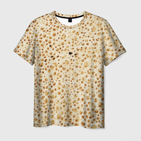 Мужская футболка 3D с принтом Блин в Екатеринбурге, 100% полиэфир | прямой крой, круглый вырез горловины, длина до линии бедер | Тематика изображения на принте: блин | блины | жареный | лаваш | текстура | фон | хлеб