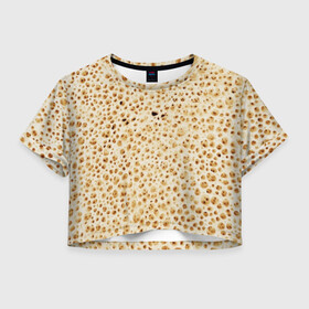 Женская футболка Crop-top 3D с принтом Блин в Екатеринбурге, 100% полиэстер | круглая горловина, длина футболки до линии талии, рукава с отворотами | блин | блины | жареный | лаваш | текстура | фон | хлеб