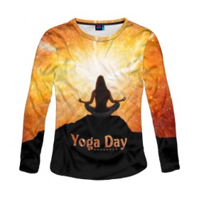 Женский лонгслив 3D с принтом International Yoga Day в Екатеринбурге, 100% полиэстер | длинные рукава, круглый вырез горловины, полуприлегающий силуэт | 21 июня | day | energy | girl | international | ju | lightning | lotus | meditation | mountain | pose | silhouette | sky | space | stars | universe | woman | yoga | yogi | вселенная | гора | девушка | день | женщина | звёзды | йог | йоги | космос | лотос 