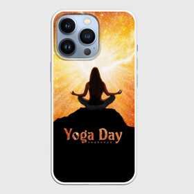 Чехол для iPhone 13 Pro с принтом International Yoga Day в Екатеринбурге,  |  | 21 июня | day | energy | girl | international | ju | lightning | lotus | meditation | mountain | pose | silhouette | sky | space | stars | universe | woman | yoga | yogi | вселенная | гора | девушка | день | женщина | звёзды | йог | йоги | космос | лотос 